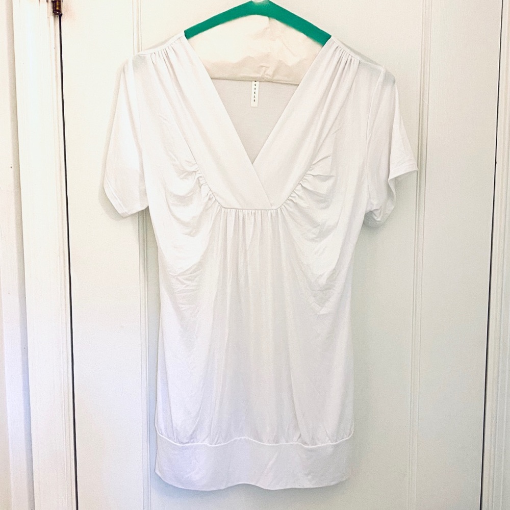 White v-neck blousey tee. NWOT